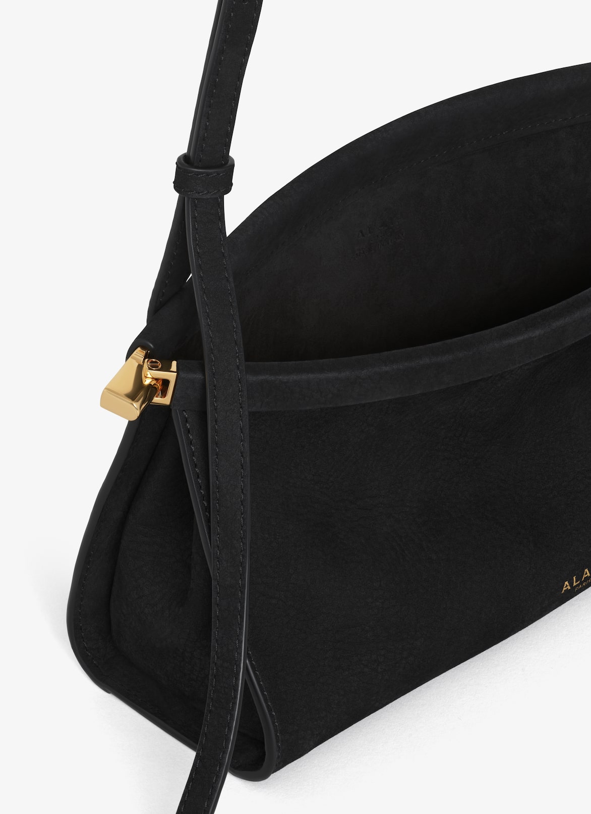 LE CLICK EAST WEST SMALL BAG IN NUBUCK ALAÏA BLACK LE CLICK EAST WEST SMALL BAG IN NUBUCK
